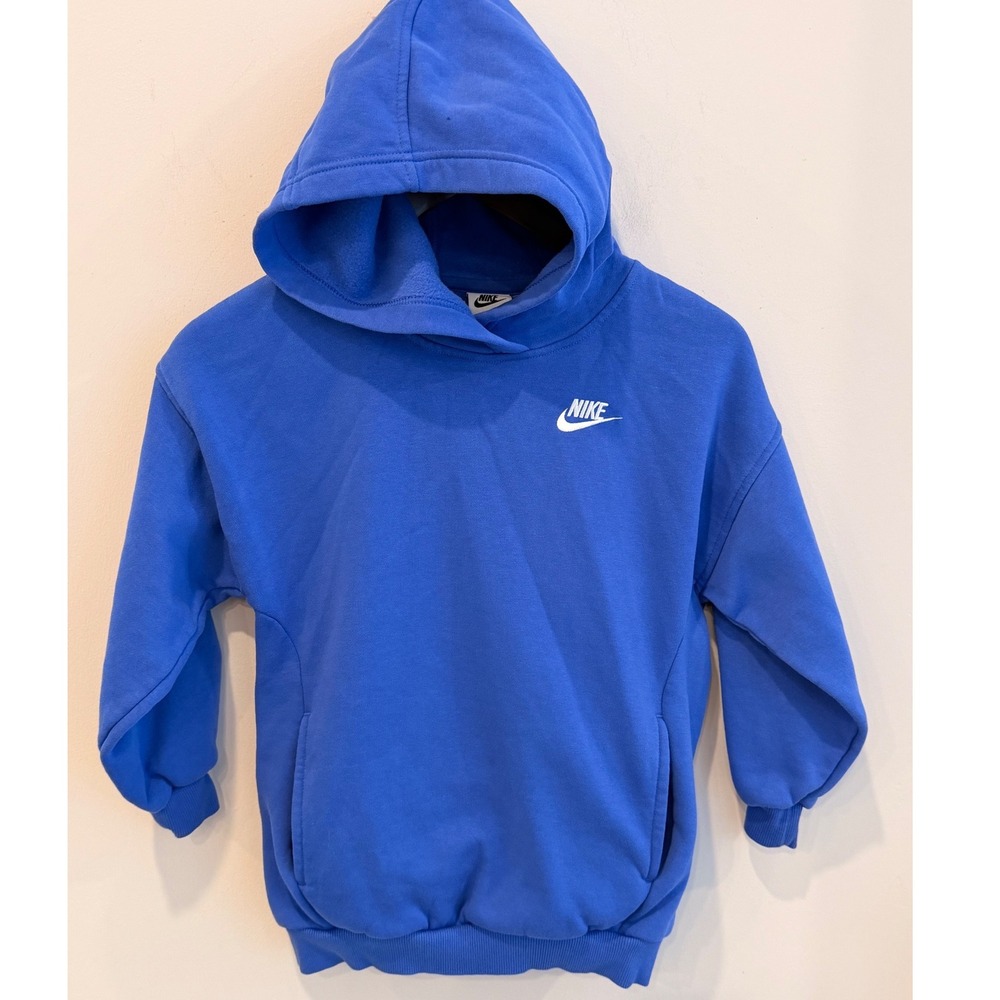 Nike Sportswear Youth Small Blue Fleece Hoodie Futura Logo FZ5579-411